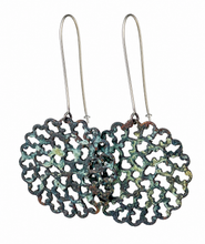 Load image into Gallery viewer, Blue Patina Filigree Earrings