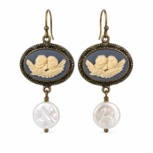 Load image into Gallery viewer, Purple & Ivory Angel Cameo Earrings