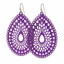 Load image into Gallery viewer, Hand-Painted Raspberry Filigree Earrings