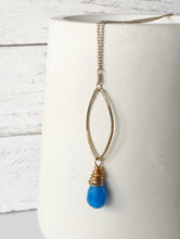Load image into Gallery viewer, Blue Glass Drop Necklace