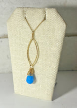 Load image into Gallery viewer, Blue Glass Drop Necklace