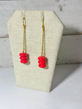 Load image into Gallery viewer, Red Coin Stack Earrings