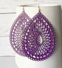 Load image into Gallery viewer, Hand-Painted Raspberry Filigree Earrings