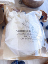 Load image into Gallery viewer, Sodalite & Sel Gris Crumbled Bath Bomb Bath Soak