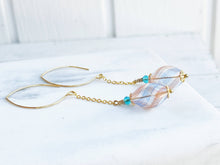 Load image into Gallery viewer, Orange and Blue Swirl Hollow Glass Dangle Earring
