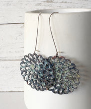 Load image into Gallery viewer, Blue Patina Filigree Earrings
