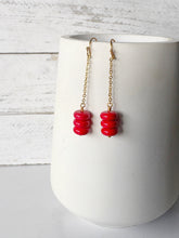 Load image into Gallery viewer, Red Coin Stack Earrings
