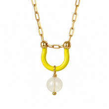 Load image into Gallery viewer, Yellow Horseshoe Necklace with Morganite
