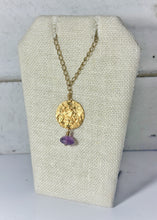 Load image into Gallery viewer, Textured Gold-Filled Circle &amp; Amethyst Necklace

