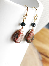 Load image into Gallery viewer, Maybe Leopard Skin Jasper and Black Glass Earrings
