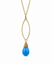 Load image into Gallery viewer, Blue Glass Drop Necklace
