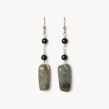 Load image into Gallery viewer, Labradorite and Obsidian Earrings
