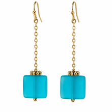 Load image into Gallery viewer, Blue Faux Seaglass Earrings
