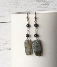 Load image into Gallery viewer, Labradorite and Obsidian Earrings
