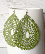 Load image into Gallery viewer, Hand-Painted Peridot Filigree Earrings
