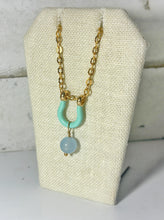 Load image into Gallery viewer, Horseshoe Morganite Necklace - Blue
