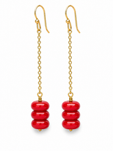 Load image into Gallery viewer, Red Coin Stack Earrings
