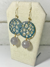 Load image into Gallery viewer, Black Metal &amp; Cloudy Quartz Earrings
