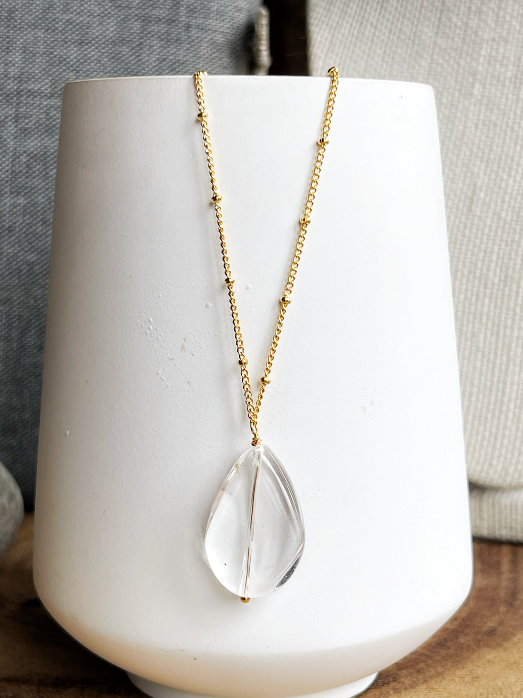 Curved Crystal Quartz Necklace