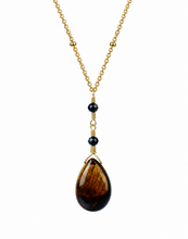 Load image into Gallery viewer, Tiger’s Eye &amp; Black Crystal Necklace

