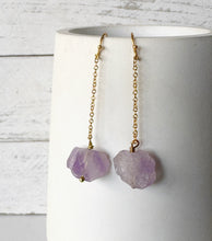 Load image into Gallery viewer, Raw Amethyst Drop Earrings
