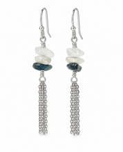 Load image into Gallery viewer, Black and White Quartz Tassel Earrings

