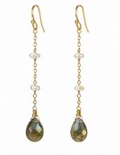 Load image into Gallery viewer, Labradorite and Pearl Earrings
