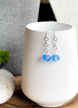 Load image into Gallery viewer, Faceted Blue Glass Chain Drop Earrings
