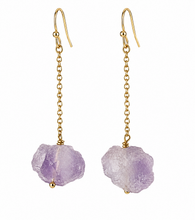 Load image into Gallery viewer, Raw Amethyst Drop Earrings

