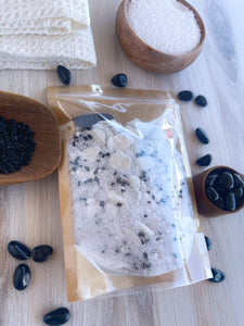 Obsidian & Black Sea Salt Crumbled Bath Bomb Bath Soak