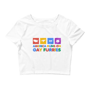 America Runs on Gay Furries Crop Tee