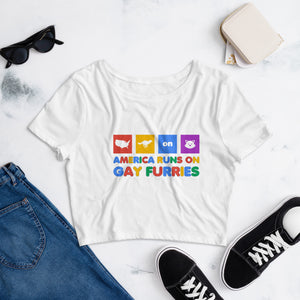 America Runs on Gay Furries Crop Tee